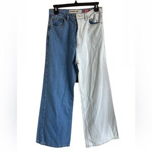 DenimLab-Half And Half Parallel Jean In Light Wash And Bleach Denim | Trendy